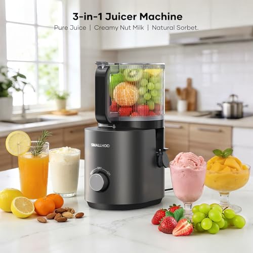 3-in-1 Cold Press Juicer Machine Silver-2 with 7" Wide Chute