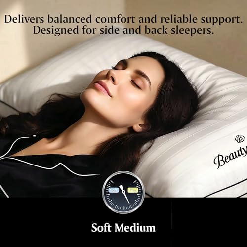 White Queen Size Luxury Hotel Collection Pillows Set of 2 - Soft Medium Support
