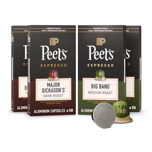 Peet's Coffee Espresso Capsules Signature Blend Variety Pack 40CT - Compatible with Nespresso Machines