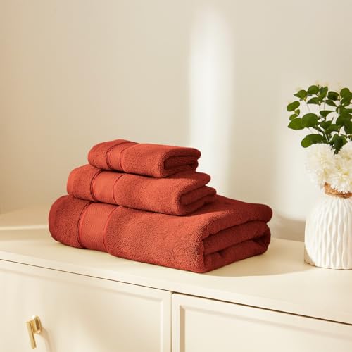 Marvione Burnt Orange 6-Piece Turkish Cotton Luxury Bath Towel Set