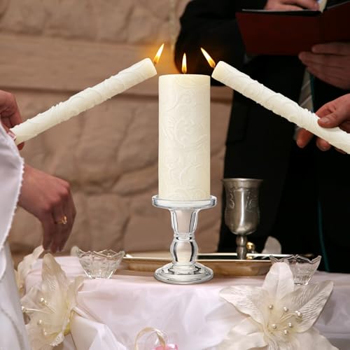 Irenare Delicate Unity Candles Set with Glass Holders for Wedding Ceremony