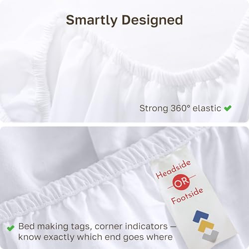 Queen Fitted Sheet 2 Pack - 100% Cotton Sateen Deep Pocket White - Variation 01