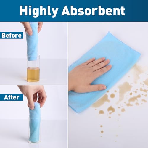 TEAWOO Microfiber Towels Bulk 400 Pack - 5 Colors, 12x12 Inches, Reusable & Soft Cleaning Cloths