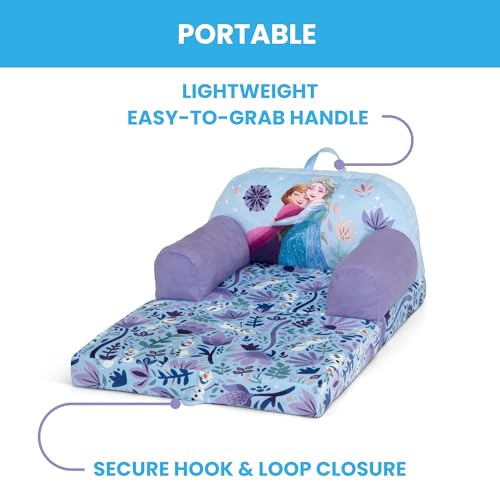 Disney Frozen Cozee Buddy Flip-Out Kids Chair by Delta Children, Purple - Convertible Toddler Lounger & Bed
