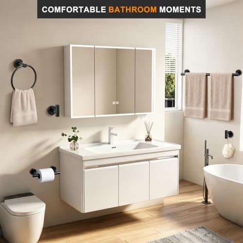 Nolimas Matte Black 5-Piece Bathroom Hardware Set with 24" Towel Bar - Variation A