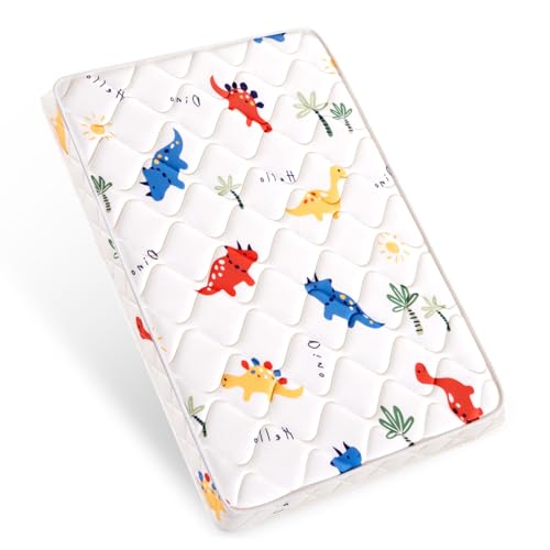 Dinosaur Pack and Play Mattress 38" x 26" Hypoallergenic Cotton Support