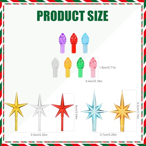 215pc Ceramic Christmas Tree Replacement Bulbs Set – Multicolor Pine Cone & Star Toppers