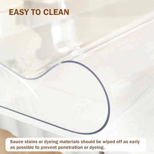 Royhom Clear Plastic Table Protector 36 x 60 Inch 1.5mm Heavy Duty Cover