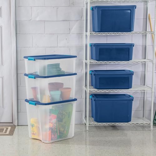 12 Gallon Plastic Storage Bins with Lids - 6-Pack, Secure Latch & Carry Handles