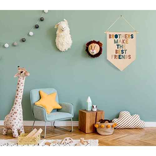 Brothers Make The Best Friends-Canvas Hanging Pennant Flag Banner Wall Sign Decor Gift for Nursery Bedroom Playroom Game Room Front Door Baby Kids Girl Boy Girl Teen-Birthday Christmas Gift