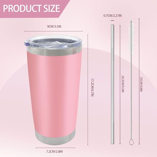 YOUKE OLA 16 Pack 20oz Insulated Stainless Steel Tumblers with Lids & Straws