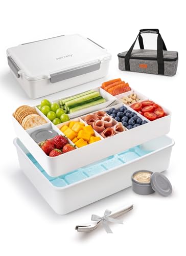 Large Insulated Travel Snack Box with Ice Pack & Lid - White - Tailgate & Picnic Ready