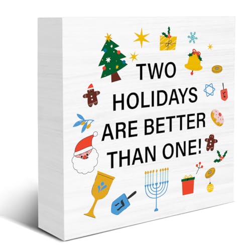 Christmas Hanukkah Decor Two Holidays Are Better Than One Wood Sign