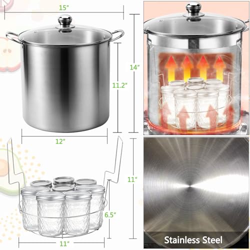 Green Stainless Steel Water Bath Canning Pot 20 Quart with Accessories - Starter Kit