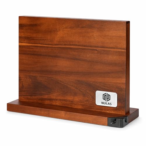 Brown Magnetic Knife Block with Built-in Sharpener, Double-Sided Countertop Organizer - L Variation