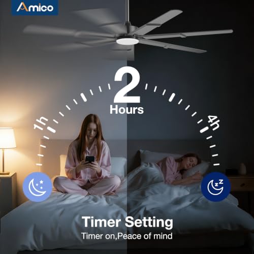 Amico 66 Inch Ceiling Fans with Lights and Remote, Black