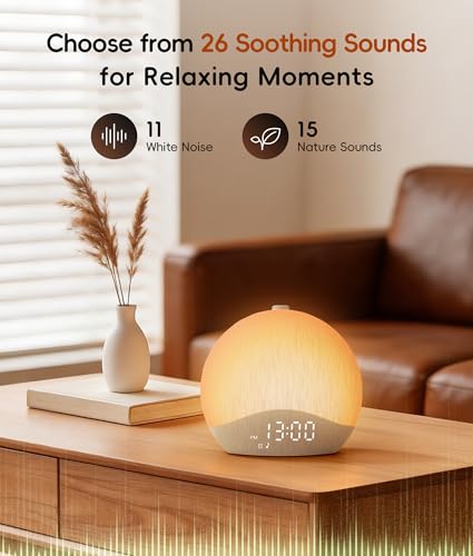 ecozy Sunrise Alarm Clock with White Noise Machine, Sleep Light & Bluetooth