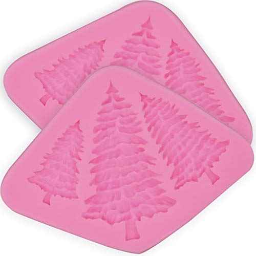 2 Piece Pine Moulds Cedar Mold,Christmas Fondant Mold, Silicone Fondant Molds for Chocolates Candy Pudding Making for Fondant, Fimo Clay, Soap, Chocolate, Cake Decoration