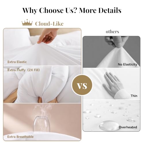 King Size Cloud-Like Fluffy Comforter Set - Solid White, 3 Pieces