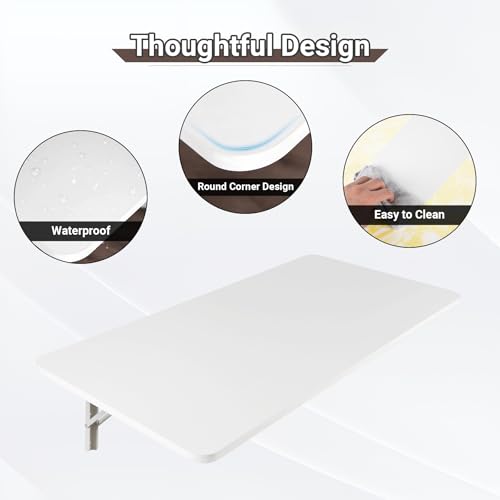 Neoaider Wall Mounted Folding Table 39.4”L x 19.7”W, White - Space-Saving Desk for Home & Office