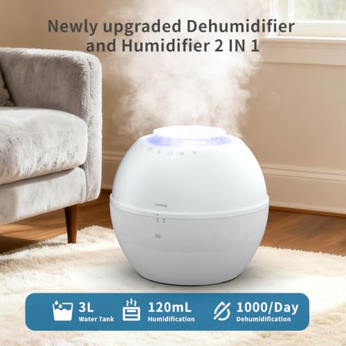 2-in-1 Dehumidifier & Humidifier with Purifier, 101oz Tank, Smart Steam Control for Bedroom and Basement