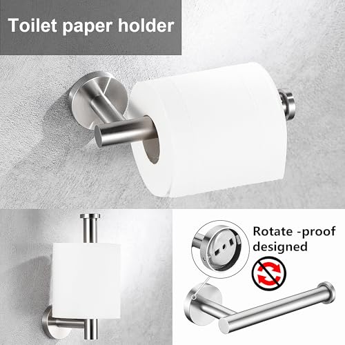 24-Inch Brushed Nickel Bathroom Hardware Set - Towel Bar, Ring & Hooks, Heavy Duty SUS304 Stainless Steel