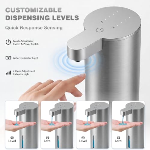 Automatic Touchless Soap Dispenser 13.5 Fl Oz Stainless Steel Wall Mount for Kitchen & Bathroom