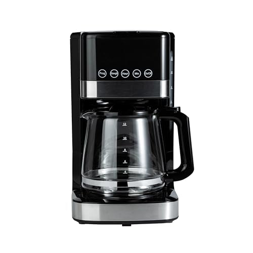 Programmable 12-Cup Drip Coffee Maker with Glass Carafe, Auto Shut-Off & Touch Screen