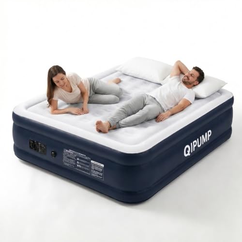 Queen Air Mattress with Built-in Pump - 19 Inch Hotel Height, 800 lbs Capacity