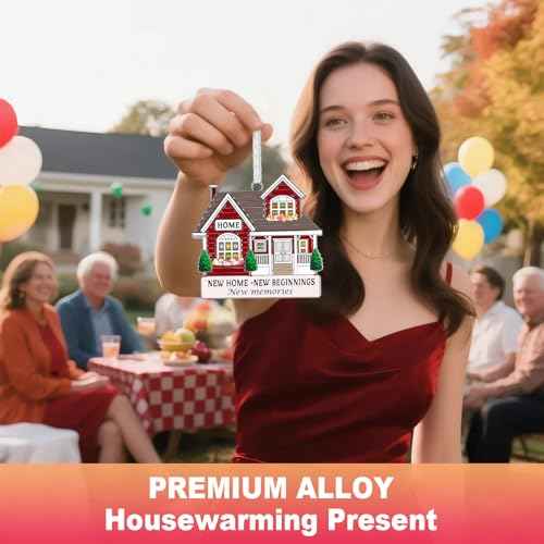 Zerobe 2025 Metal Red Housewarming Ornament - Unique New Homeowner Gift, First Home Keepsake, Christmas Tree Decoration, Moving in Present for Warm House Party