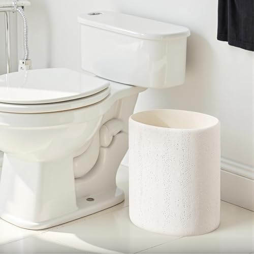 Trash Can,1.6 Gallon,Small Simple Modern Oval Garbage Bin,Ivory