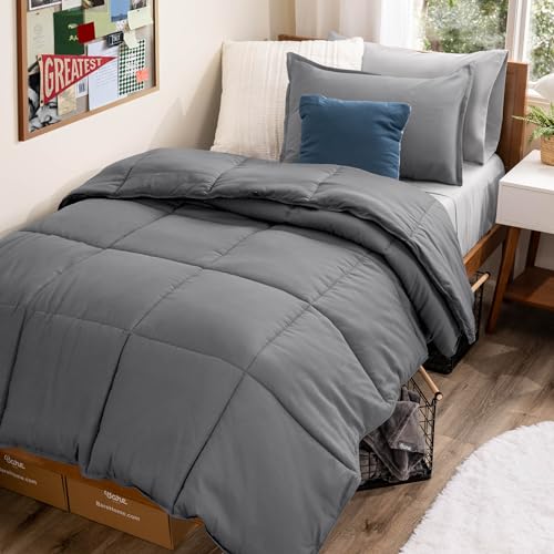 Twin XL Bedding Set - Grey & Light Grey 5 Piece Bed-in-A-Bag by Bare Home - All Season Comfort