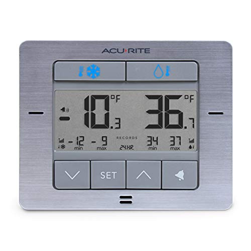 Premium Stainless Steel Wireless Refrigerator and Freezer Thermometer with Alarm - 4.75" x 3.75"
