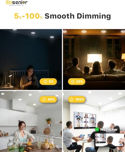 Ensenior 6 Inch Recessed LED Ceiling Lights 5CCT Dimmable 1200LM 12W Pack of 16