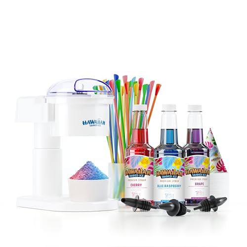 Kid-Friendly Snow Cone Machine Kit with Syrup Flavors & Accessories