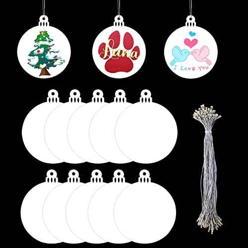 20Pcs 3 Inch White Acrylic Christmas Ornaments Blanks 2025 White Round Acrylic Blanks Ornaments for Craft DIY Clear Flat Acrylics Ornament for Christmas Tree Hanging Ornaments Home Decoration