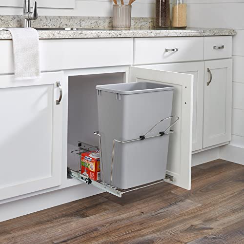 Rev-A-Shelf 32 Qt Pullout Kitchen Cabinet Trash Can with Rear Basket