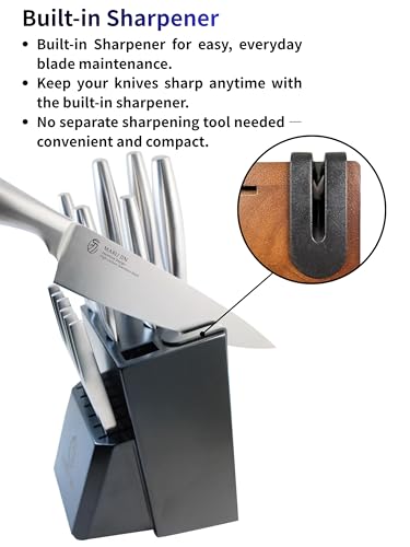Japanese 15-Piece Knife Block Set with Built-In Sharpener, High Carbon Stainless Steel, Wooden - Wooden / 15 Pcs