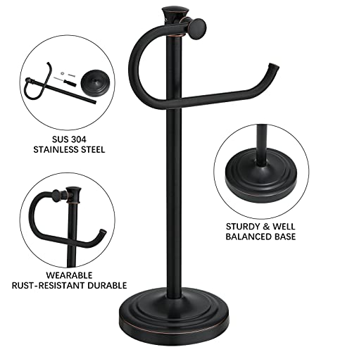 BESy Hand Towel Holder Stand - Countertop Towel Bar in Oil Rubbed Bronze