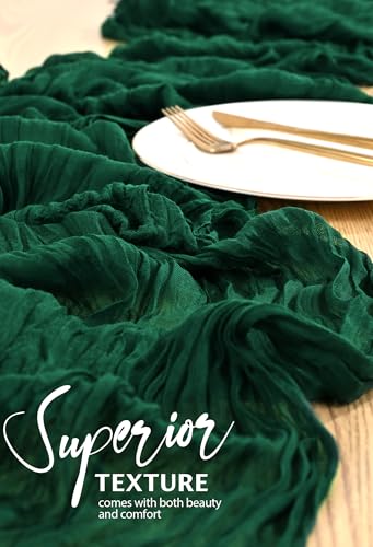 Emerald Green Cheesecloth Table Runner 10ft Boho Gauze 21" x 120" – 1 Pack
