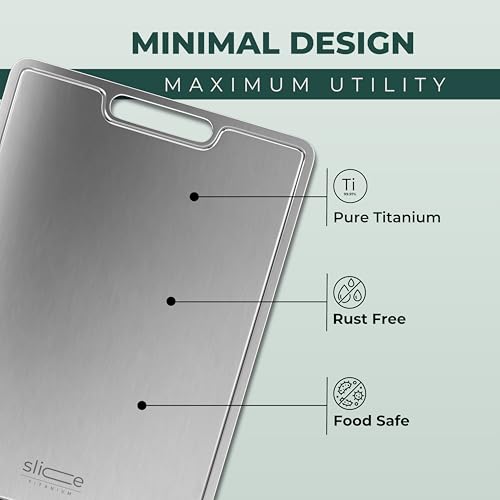 15x11 Large Titanium Cutting Board for Kitchen - Food Safe, Non-Toxic, Dishwasher Safe, Double Thickness
