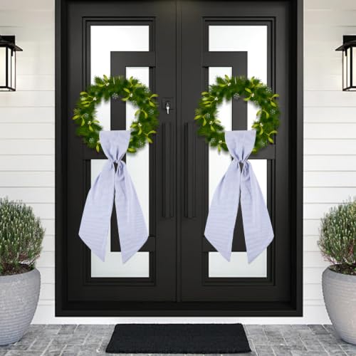 Blue Stripe Wreath Sash for Front Door DIY Embroidery 5"x54" - Fucibt