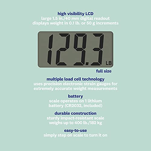 Conair Weight Watchers Digital Glass Bathroom Scale 11.9x11.9x0.7 Inches, 400lb Capacity