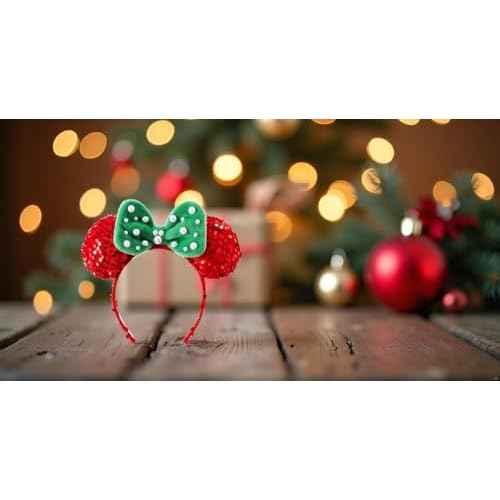 KARETT Sequins Mouse Ears Headband With Glitter Bow Cosplay Costumes Princess Party Decorations For Girls Women