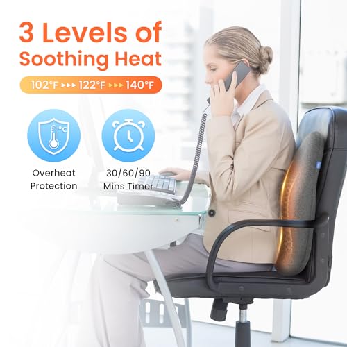 CILI Heated Lumbar Support Pillow for Office Chair, Ergonomic Back