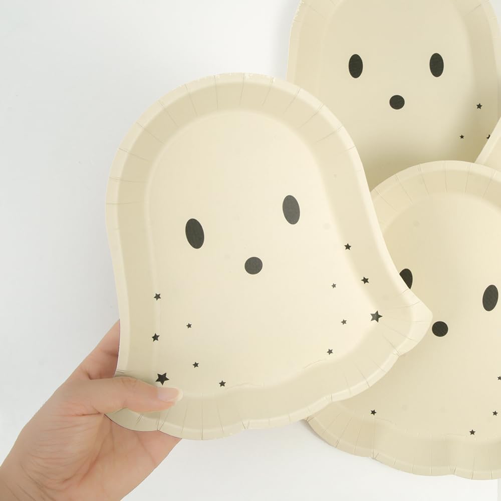 Cheerland Pastel Halloween Paper Plates Cute Ghost Party Decorations Pastelween Disposable Tableware for Spooky Birthday Baby Shower Trick or Treat Classroom Summerween Party Supplies 24pcs