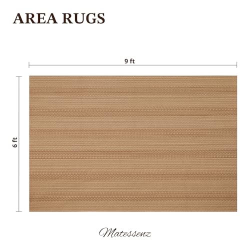 Brown 6x9 Area Rug for Living Room - Machine Washable Boho Woven Floor Mat