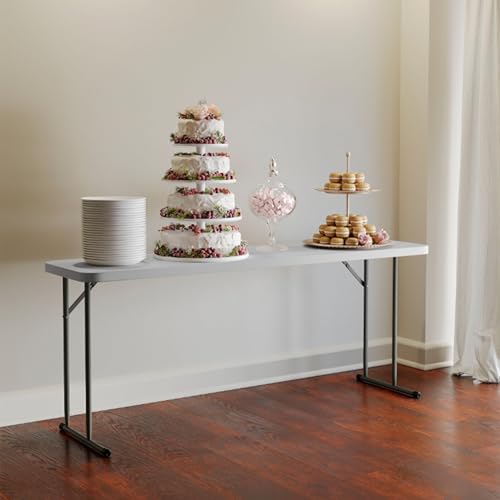 6 ft Plastic Folding Training Table - White, Waterproof, No Assembly