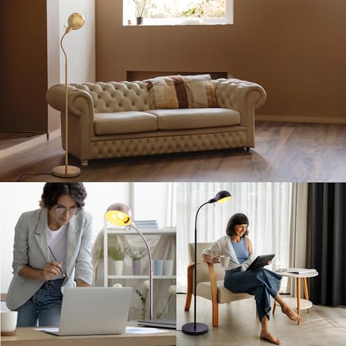 O'Bright Black Adjustable Floor Lamp with Flexible Gooseneck & Rotatable Shade, E26 Socket, 10-Inch Base
