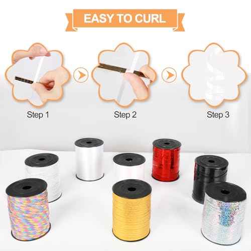 White Curling Ribbon, 500 Yard Christmas Curling Ribbons for Gift Wrapping, Balloon String for Balloons Curly Ribbon, Gift Bow Ribbons for Baby Shower, Florist Flower Party Decorations